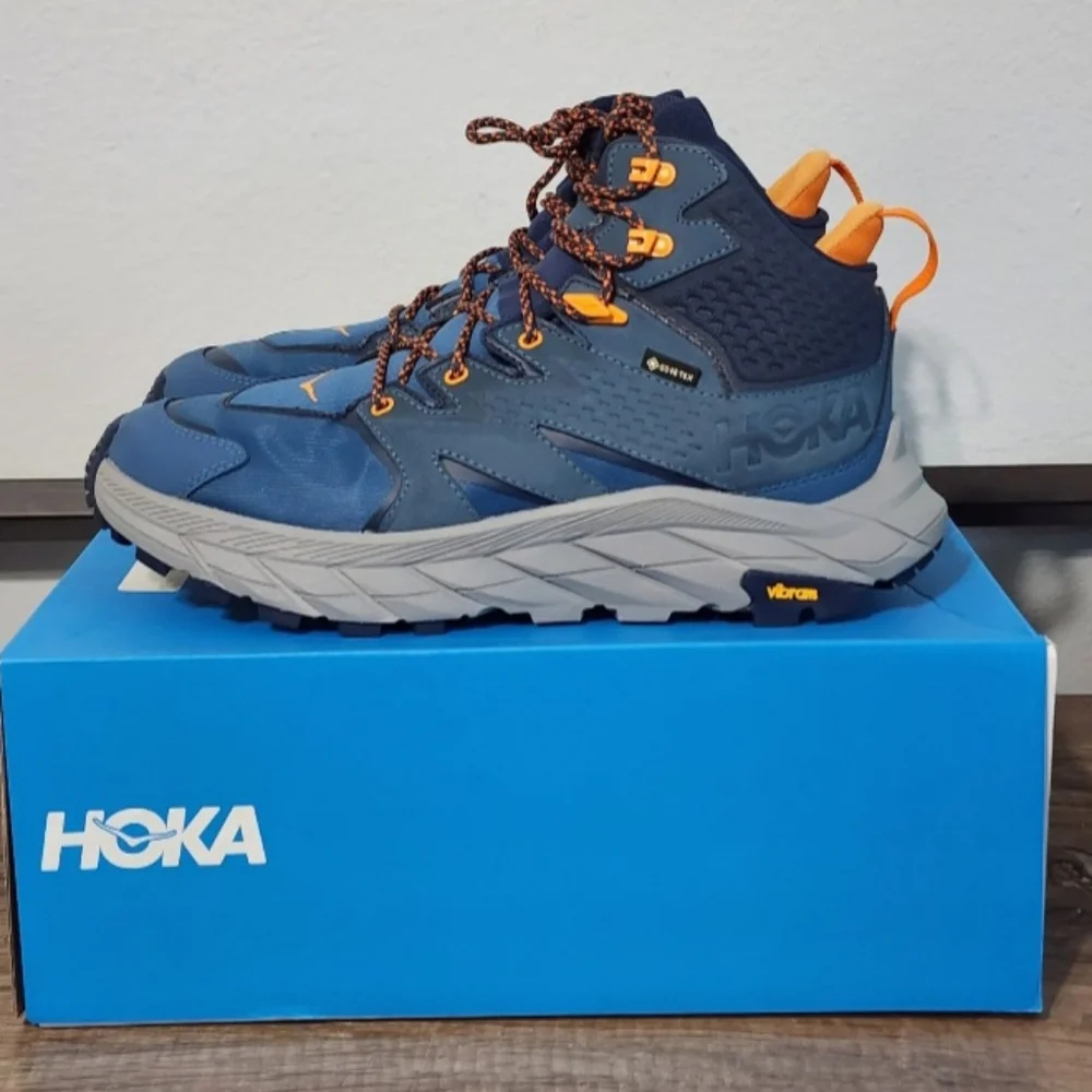 Hoka One One Blue with Orange Accent Trail Boots